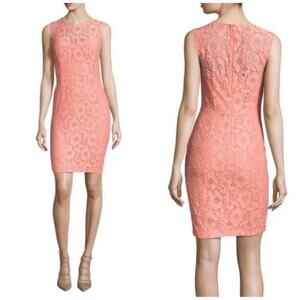 Cynthia Steffe Women's Peach Kennedy Floral Lace Sheath Dress Size‎ 6